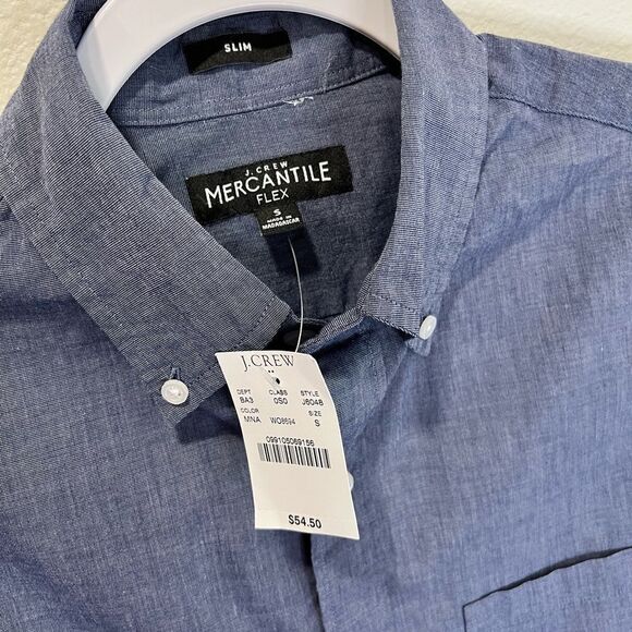 J.CREW MERCANTILE Flex Men’s Blue Button Down Shirt Size Small Slim Fit - Picture 4 of 7
